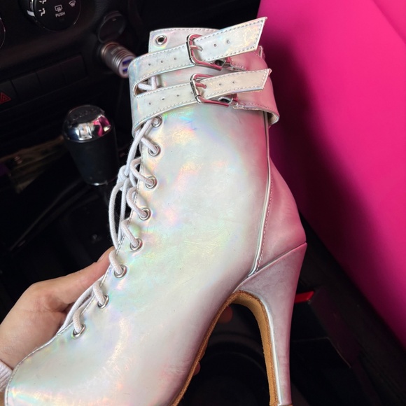 Burju Heels Holographic Lace-Up Dance Boots - Picture 2 of 6